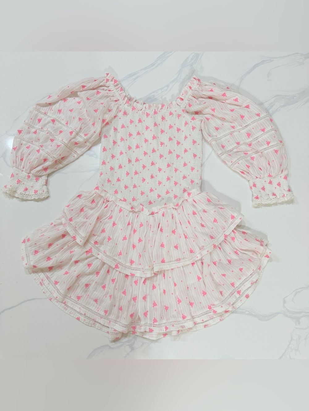 Loveshackfancy Raelynn Smocked Blouson-Sleeve Flare Dress